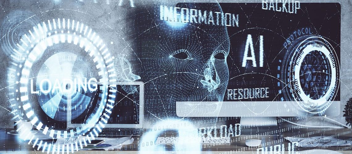 Technology theme drawing and work space with computer. Multi exposure. Concept of innovation.